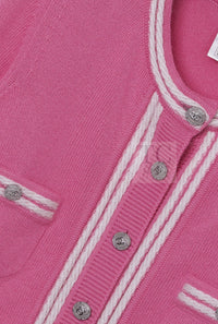 CHANEL 12C Pink White Cashmere Knit Cardigan 38 シャネル ピンク ホワイト カシミア ニット カーディガン