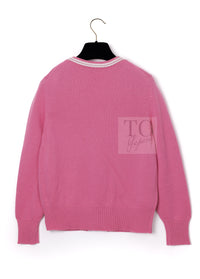 CHANEL 12C Pink White Cashmere Knit Cardigan 38 シャネル ピンク ホワイト カシミア ニット カーディガン