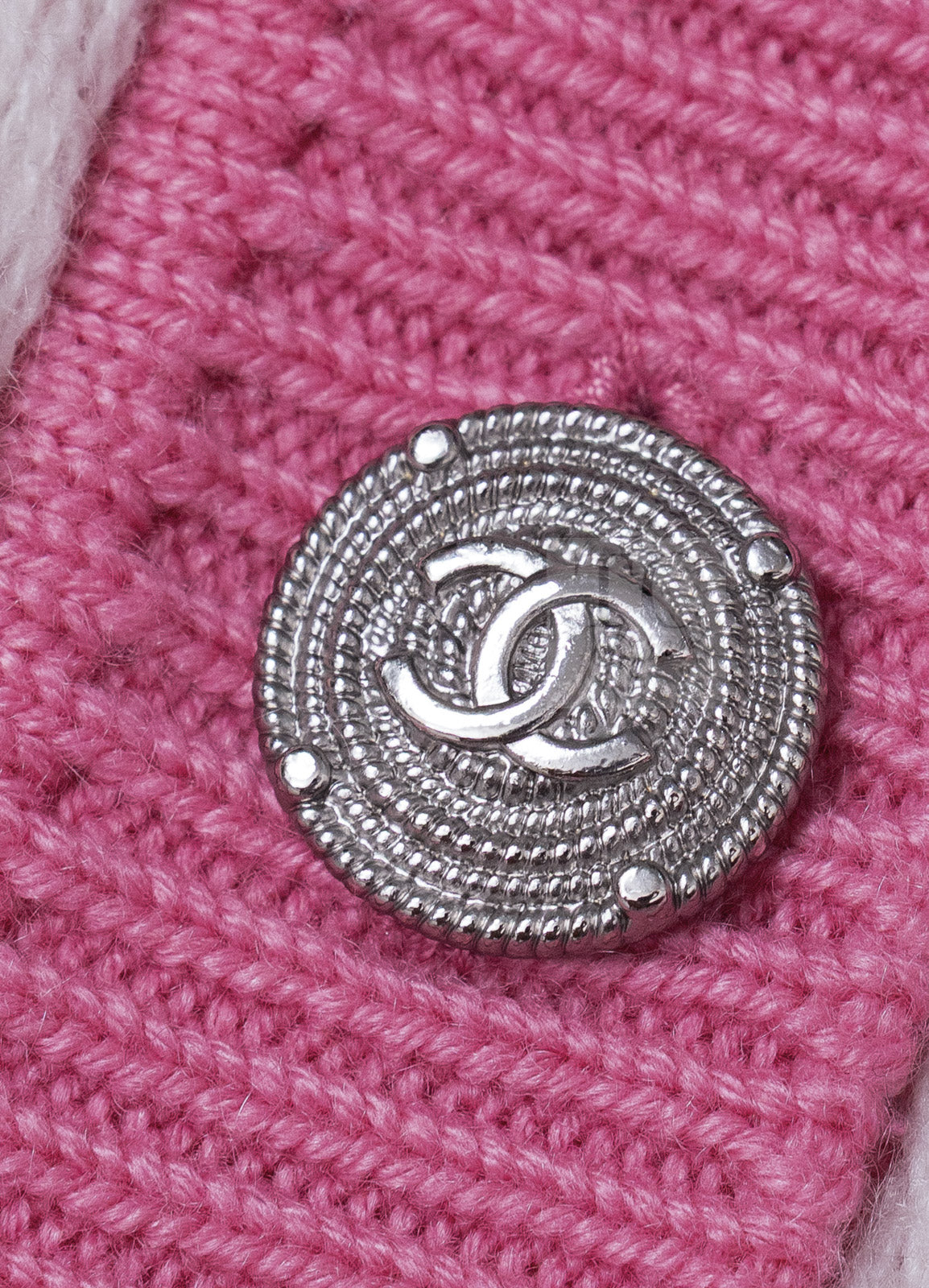 CHANEL 12C Pink White Cashmere Knit Cardigan 38 シャネル ピンク ホワイト カシミア ニット カーディガン