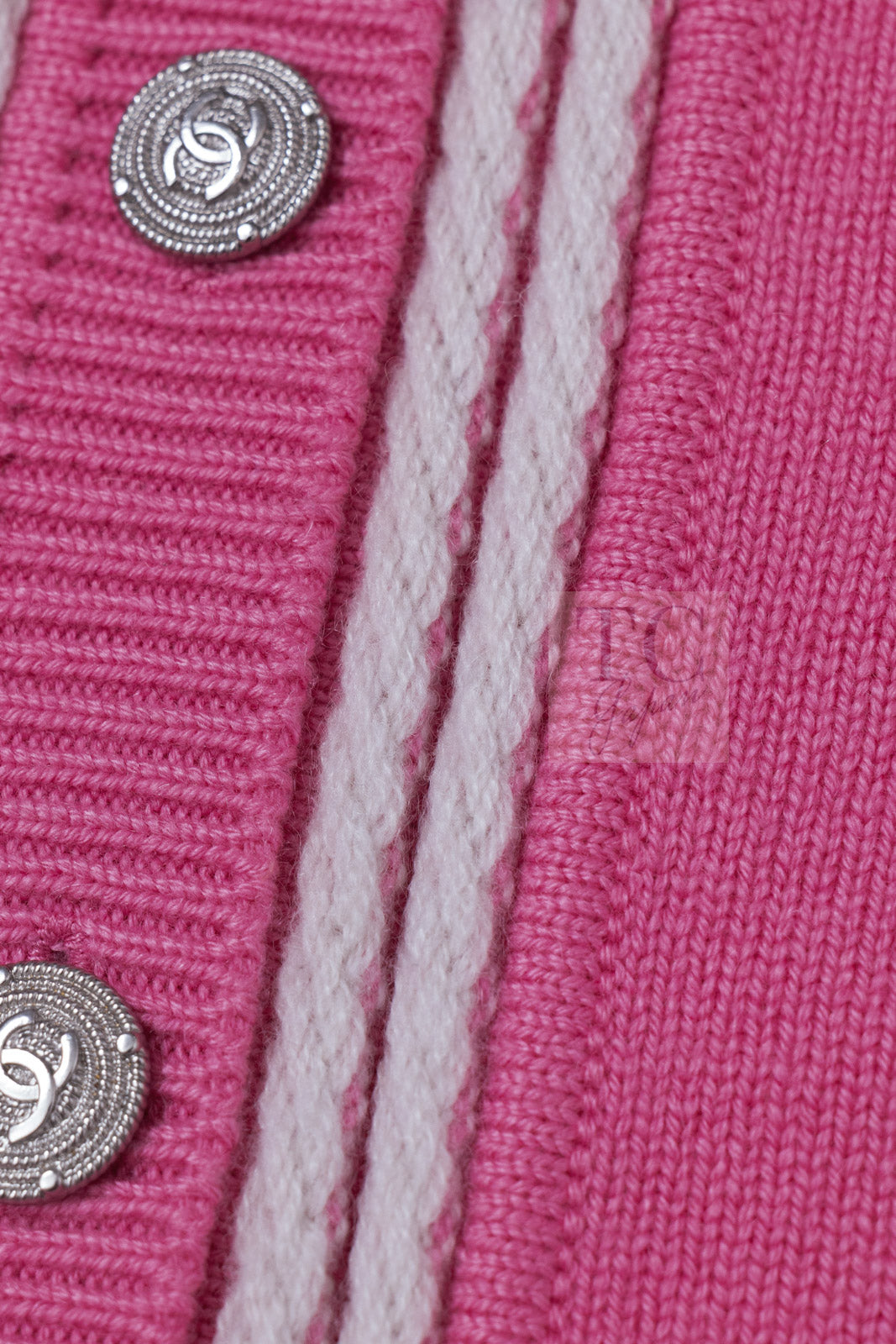 CHANEL 12C Pink White Cashmere Knit Cardigan 38 シャネル ピンク ホワイト カシミア ニット カーディガン