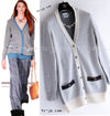 CHANEL 13B Light Gray Ivory Cashmere Knit Cardigan 36 38 シャネル ライトグレー アイボリー ココボタン カシミア100% ニット カーディガン 即発