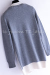 CHANEL 13B Light Gray Ivory Cashmere Knit Cardigan 36 38 シャネル ライトグレー アイボリー ココボタン カシミア100% ニット カーディガン 即発
