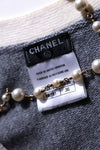 CHANEL 13B Light Gray Ivory Cashmere Knit Cardigan 36 38 シャネル ライトグレー アイボリー ココボタン カシミア100% ニット カーディガン 即発