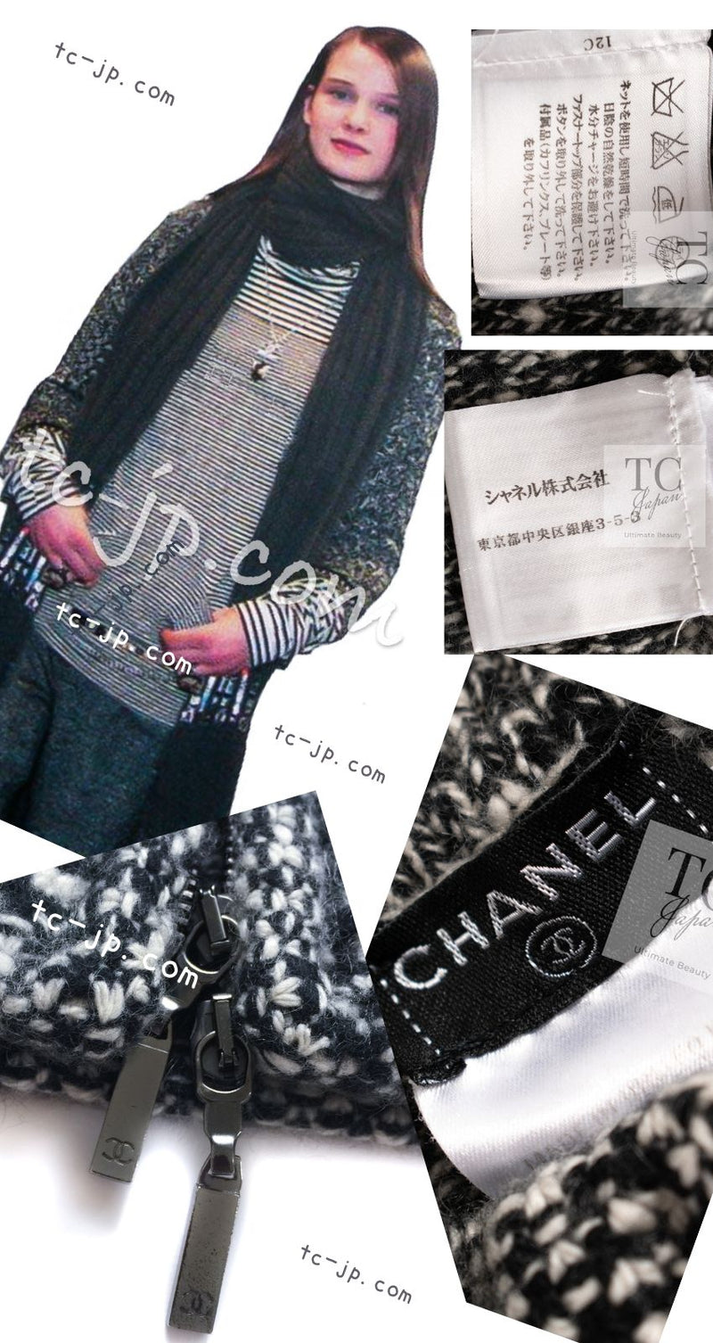 CHANEL 05A Chocolate Black Cashmere 100% Zipper Cozy Knit Cardigan 38 シャネル チョコレート ブラック カシミア 100% ジップ アップ ニット カーディガン 即発