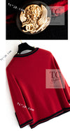 CHANEL 10C Red Black Cashmere Knit Cardigan 40 シャネル レッド ブラック カシミア ニット カーディガン 即発