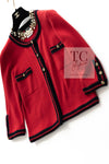 CHANEL 10C Red Black Cashmere Knit Cardigan 40 シャネル レッド ブラック カシミア ニット カーディガン 即発