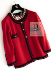 CHANEL 10C Red Black Cashmere Knit Cardigan 40 シャネル レッド ブラック カシミア ニット カーディガン 即発