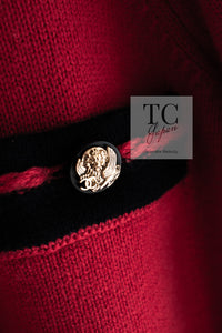 CHANEL 10C Red Black Cashmere Knit Cardigan 40 シャネル レッド ブラック カシミア ニット カーディガン 即発