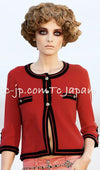 CHANEL 10C Red Black Cashmere Knit Cardigan 40 シャネル レッド ブラック カシミア ニット カーディガン 即発