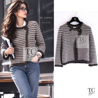 CHANEL 07A Brown Gray Beige Cashmere Wool Mohair Knit Cardigan 38 1