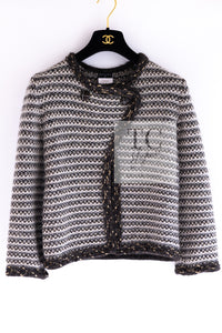 CHANEL 07A Brown Gray Beige Cashmere Wool Mohair Knit Cardigan 38 シャネル ブラウン グレー ベージュ カシミヤ ウール モヘア ニット カーディガン 即発