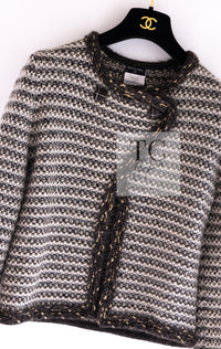 CHANEL 07A Brown Gray Beige Cashmere Wool Mohair Knit Cardigan 38 シャネル ブラウン グレー ベージュ カシミヤ ウール モヘア ニット カーディガン 即発