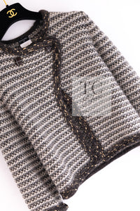 CHANEL 07A Brown Gray Beige Cashmere Wool Mohair Knit Cardigan 38 18