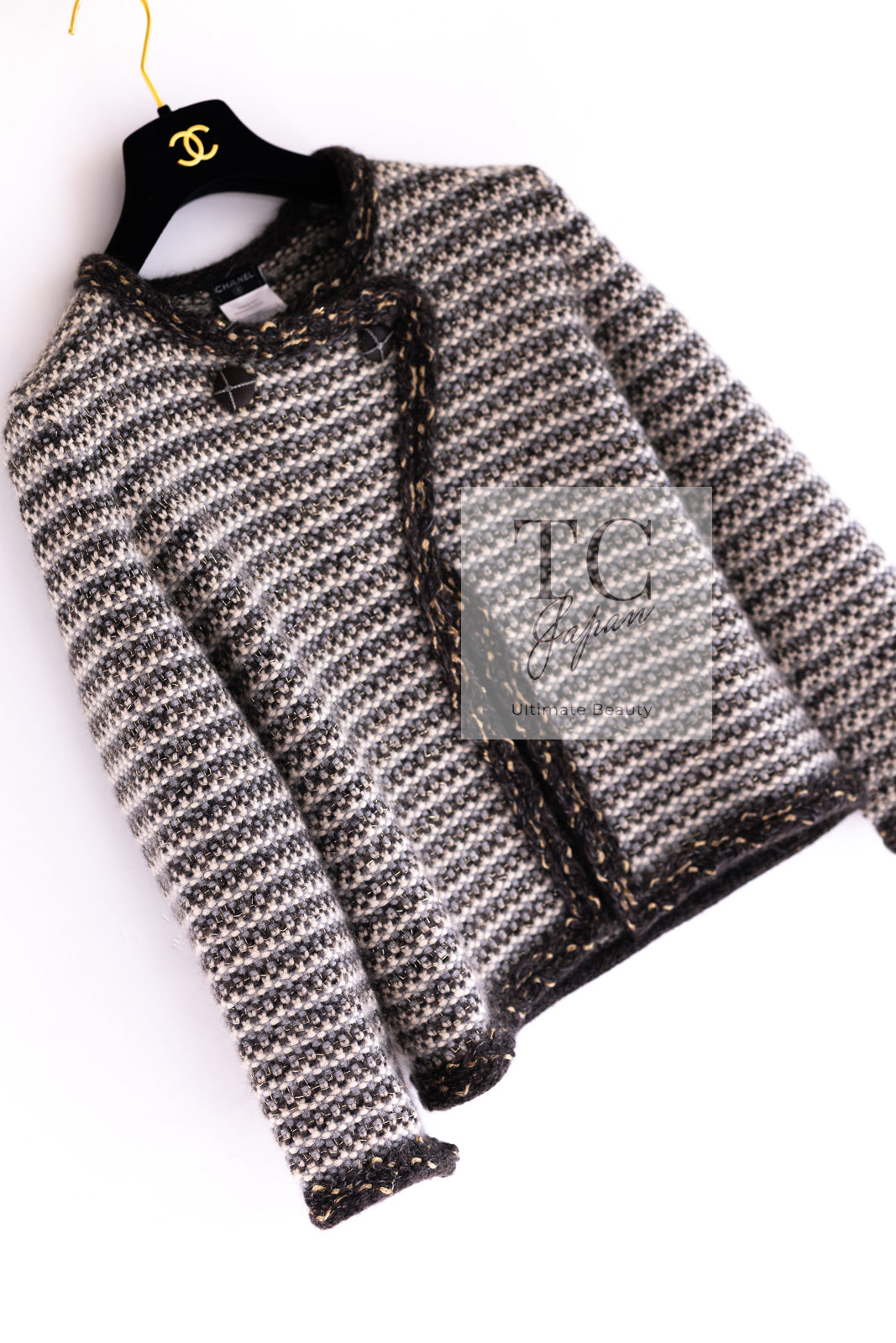 CHANEL 07A Brown Gray Beige Cashmere Wool Mohair Knit Cardigan 38 2