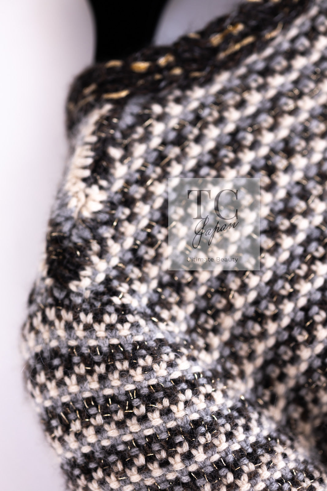 CHANEL 07A Brown Gray Beige Cashmere Wool Mohair Knit Cardigan 38 | TW