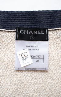 CHANEL 13C Beige Ivory Navy Cotton Knit Cardigan 34 38 40 シャネル ベージュ アイボリー ネイビー コットン ニット カーディガン 即発