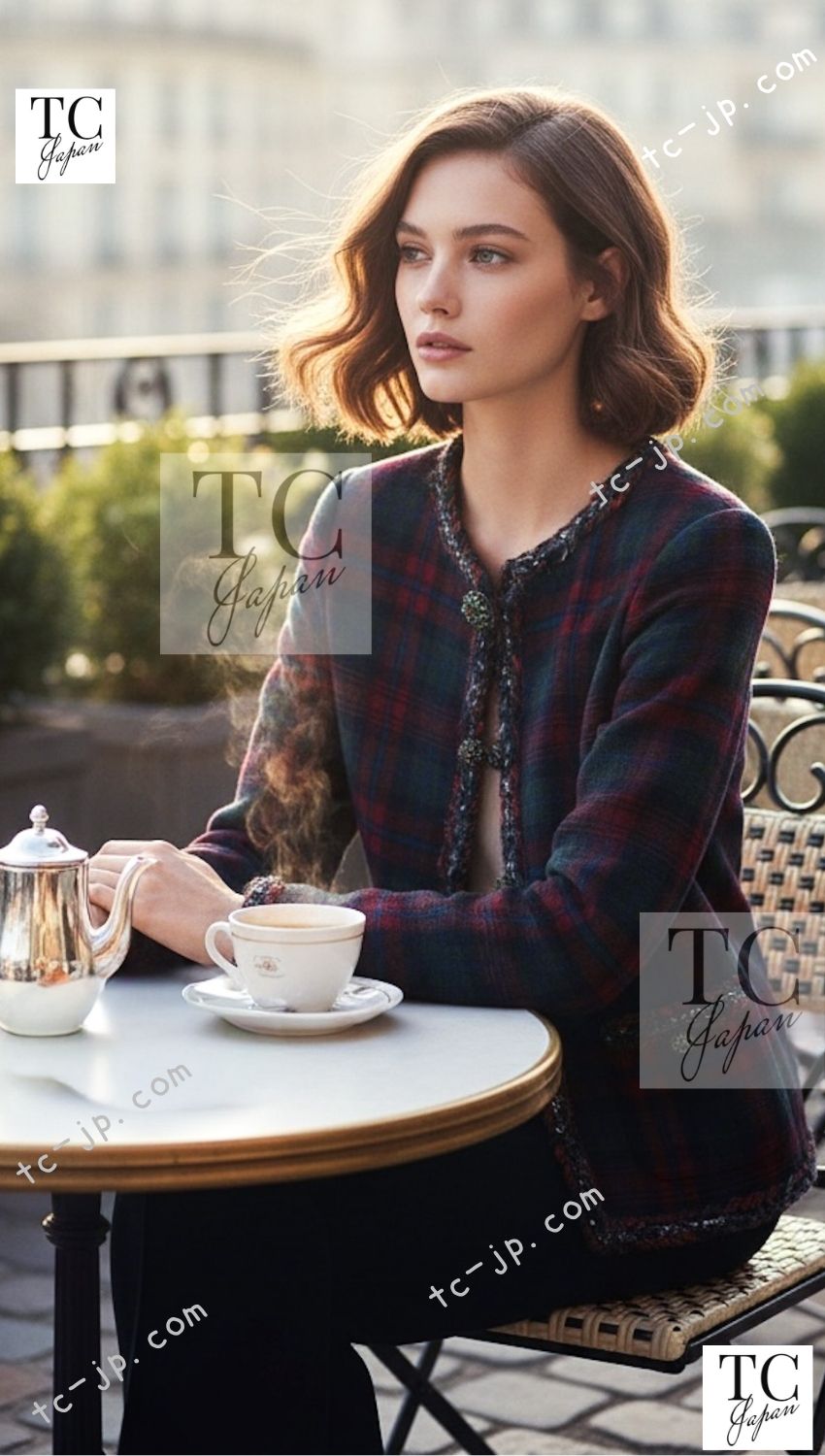 CHANEL 13PF Red Green Tartan Gripoix Button Cashmere Cardigan 40 シャネル レッド グリーン タータンチェック グリポワ 宝石 ボタン カシミア カーディガン 即発