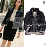CHANEL 10A Dark Navy Mohair Silk Cashmere Zipper Cardigan 34 シャネル ダークネイビー モヘア シルク カシミア ジッパー カーディガン 即発