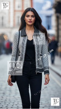 CHANEL 10A Dark Navy Mohair Silk Cashmere Zipper Cardigan 34 シャネル ダークネイビー モヘア シルク カシミア ジッパー カーディガン 即発