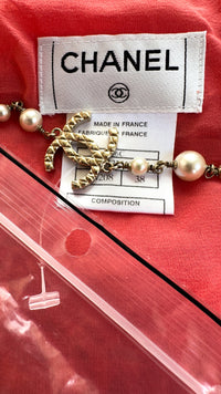 CHANEL 06C Coral Orange Lace Dress with Ruffle with Camellia 38 シャネル コーラル オレンジ カメリア付 レース ワンピース 即発 - TC JAPAN