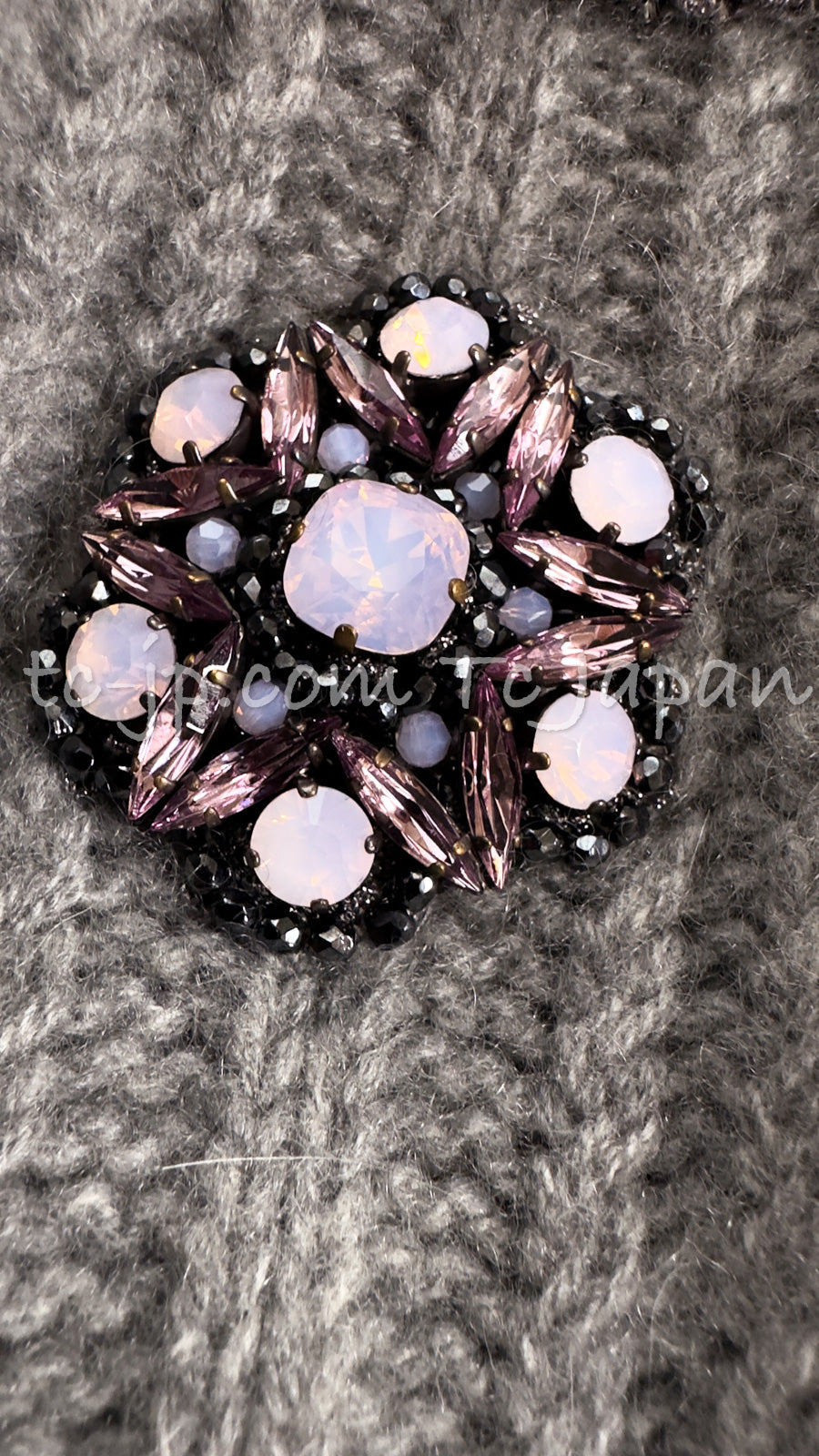 シャネル グレー・カシミア・ビーズ・トリム・ニット・トップス・ワンピース 40 42 44 CHANEL 08A Gray Cashmere  Beads Trim Knit Tops Dress 即発
