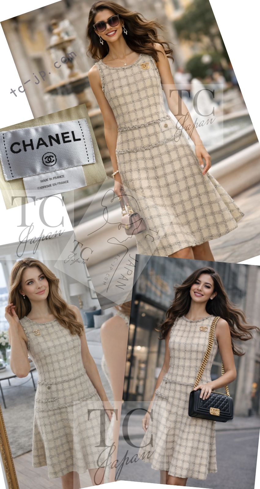 CHANEL 11A $6K Uma Thurman ivory Wool Gold Chain Trimming Dress 34 36 38 シャネル アイボリー ウール チェーン トリム ワンピース 即発