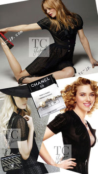 CHANEL 10S Scarlett Johansson Black Bow Cotton Dress 34 36 38 シャネル ブラック リボン ワッフル コットン ニット ワンピース 即発