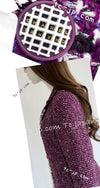 CHANEL 09S Purple Cotton Wool Tweed Sequin Trim Coat 44 46 シャネル パープル コットン ウール ツイード スパンコール トリム コート 即発