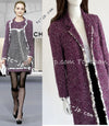 CHANEL 09S Purple Cotton Wool Tweed Sequin Trim Coat 44 46 シャネル パープル コットン ウール ツイード スパンコール トリム コート 即発