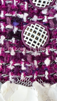 CHANEL 09S Purple Cotton Wool Tweed Sequin Trim Coat 44 46 シャネル パープル コットン ウール ツイード スパンコール トリム コート 即発
