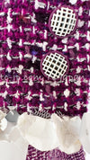 CHANEL 09S Purple Cotton Wool Tweed Sequin Trim Coat 44 46 シャネル パープル コットン ウール ツイード スパンコール トリム コート 即発