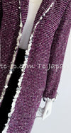 CHANEL 09S Purple Cotton Wool Tweed Sequin Trim Coat 44 46 シャネル パープル コットン ウール ツイード スパンコール トリム コート 即発