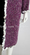 CHANEL 09S Purple Cotton Wool Tweed Sequin Trim Coat 44 46 シャネル パープル コットン ウール ツイード スパンコール トリム コート 即発