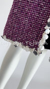 CHANEL 09S Purple Cotton Wool Tweed Sequin Trim Coat 44 46 シャネル パープル コットン ウール ツイード スパンコール トリム コート 即発