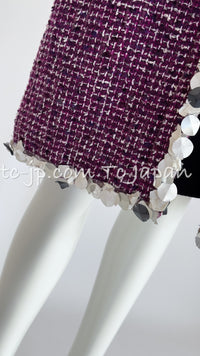 CHANEL 09S Purple Cotton Wool Tweed Sequin Trim Coat 44 46 シャネル パープル コットン ウール ツイード スパンコール トリム コート 即発