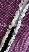 CHANEL 09S Purple Cotton Wool Tweed Sequin Trim Coat 44 46 シャネル パープル コットン ウール ツイード スパンコール トリム コート 即発