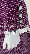 CHANEL 09S Purple Cotton Wool Tweed Sequin Trim Coat 44 46 シャネル パープル コットン ウール ツイード スパンコール トリム コート 即発
