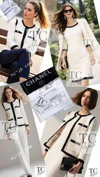 CHANEL 12C Ivory Cotton Cashmere Knit Dress 34 36 38 シャネル アイボリー ジャージ カシミア混 コットン ニット ワンピース 即発