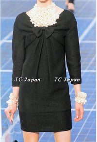 CHANEL 13S Black Mesh Cotton Dress 36 38 シャネル 女優 ハンヒョジュ着 ブラック ワッフル生地 メッシュ コットン ワンピース 即発 - TC JAPAN