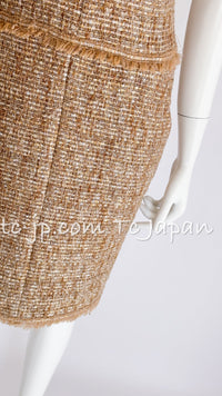 CHANEL 05S Gold Metallic Woven Tweed Dress 38 40 シャネル ゴールド メタリック ツイード ワンピース 即発