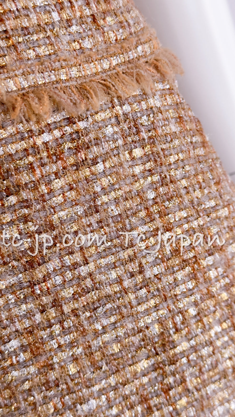 CHANEL 05S Gold Metallic Woven Tweed Dress 38 40 シャネル ゴールド メタリック ツイード ワンピース 即発