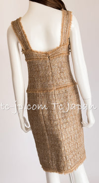 CHANEL 05S Gold Metallic Woven Tweed Dress 38 40 シャネル ゴールド メタリック ツイード ワンピース 即発 - TC JAPAN