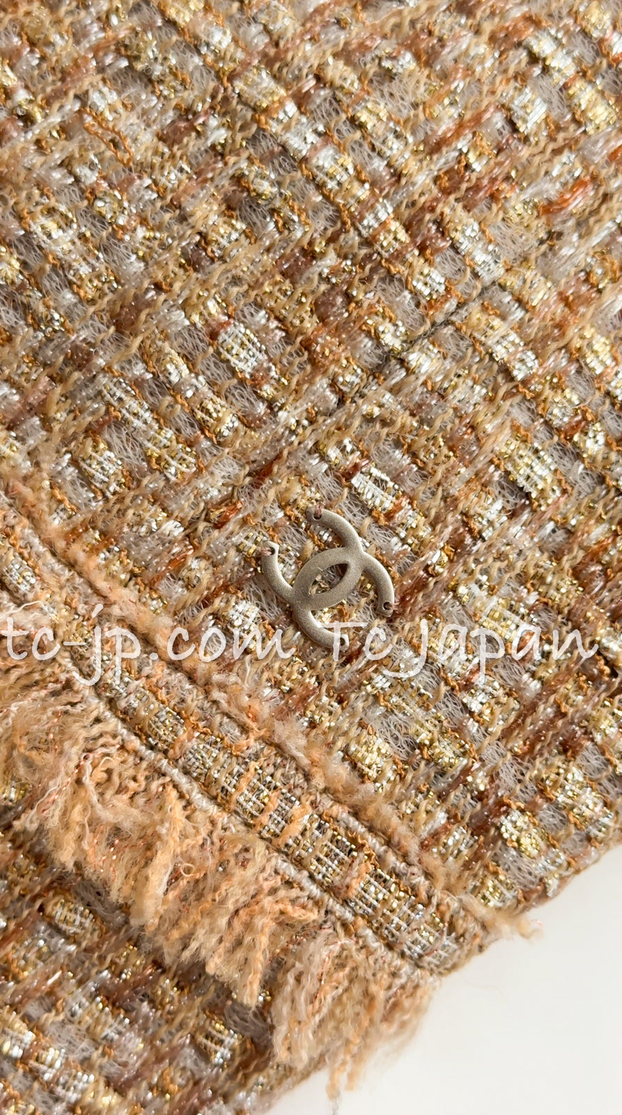 CHANEL 05S Gold Metallic Woven Tweed Dress 38 40 シャネル ゴールド メタリック ツイード ワンピース 即発