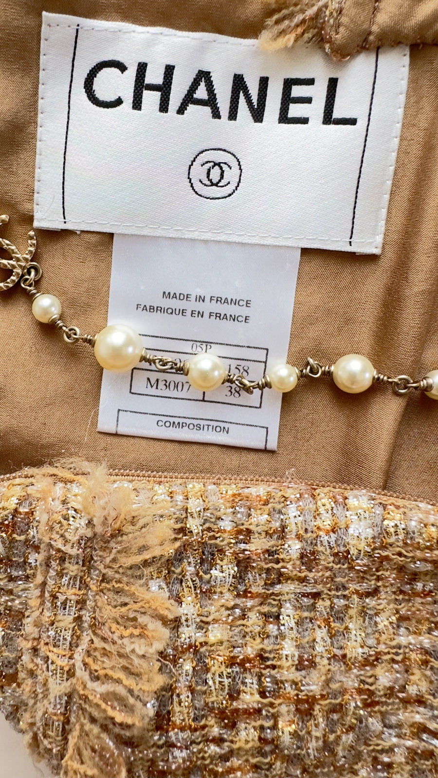 CHANEL 05S Gold Metallic Woven Tweed Dress 38 40 シャネル ゴールド メタリック ツイード ワンピース 即発 - TC JAPAN