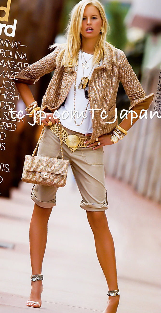 CHANEL 05S Gold Metallic Woven Tweed Dress 38 40 シャネル ゴールド メタリック ツイード ワンピース 即発
