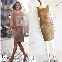 CHANEL 05S Gold Metallic Woven Tweed Dress 38 40 シャネル ゴールド メタリック ツイード ワンピース 即発