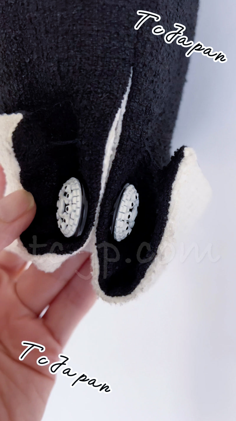 CHANEL 09S Black Ivory Two Tone Color Jacket 36 38 シャネル ブラック アイボリー 黒白 ツートンカラー ジャケット 即発