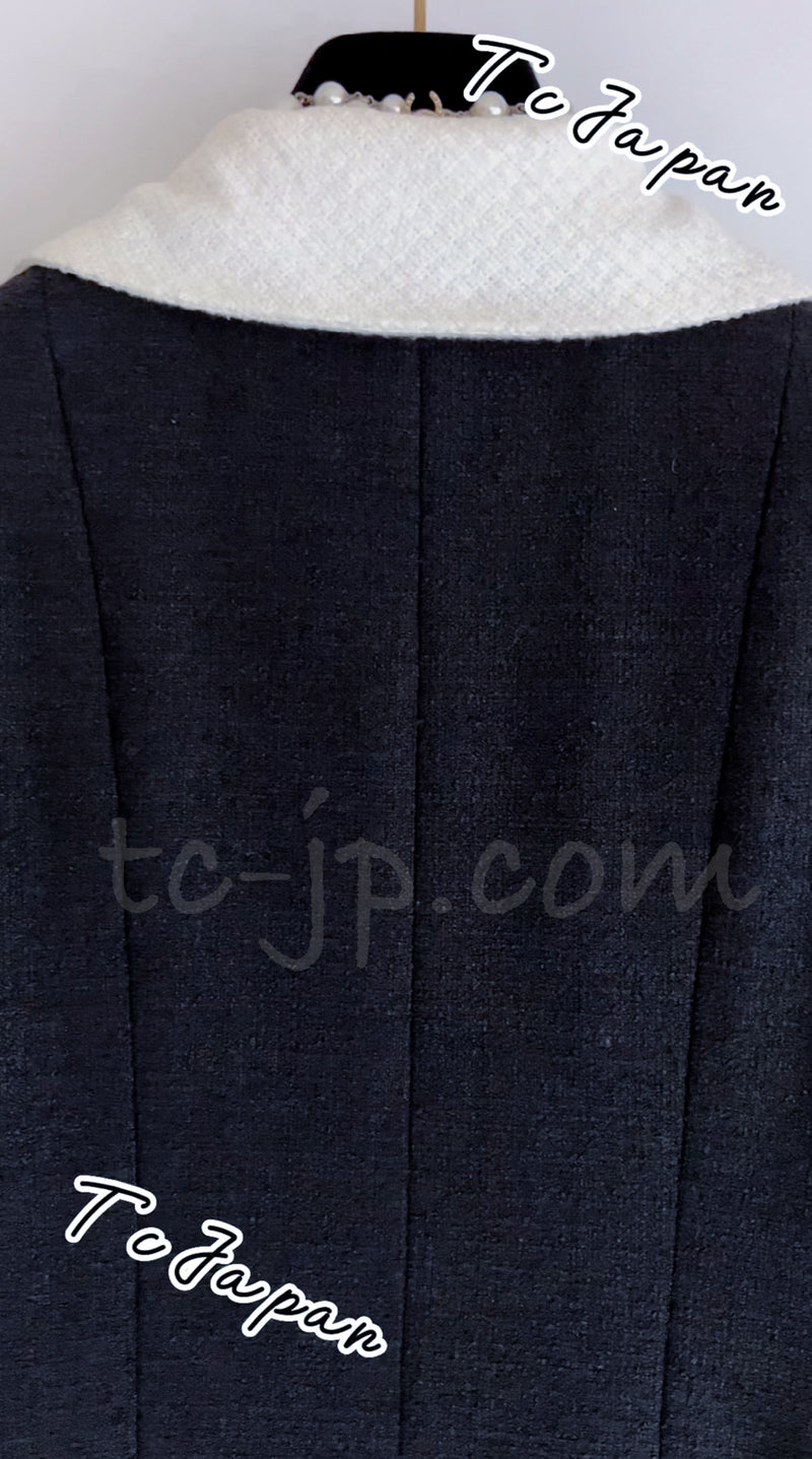CHANEL 09S Black Ivory Two Tone Color Jacket 36 38 シャネル ブラック アイボリー 黒白 ツートンカラー ジャケット 即発
