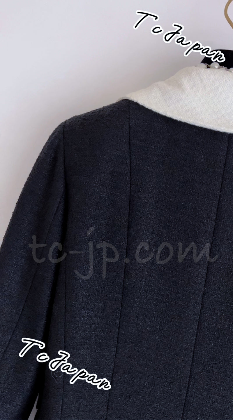 CHANEL 09S Black Ivory Two Tone Color Jacket 36 38 シャネル ブラック アイボリー 黒白 ツートンカラー ジャケット 即発