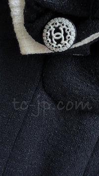 CHANEL 09S Black Ivory Two Tone Color Jacket 36 38 シャネル ブラック アイボリー 黒白 ツートンカラー ジャケット 即発